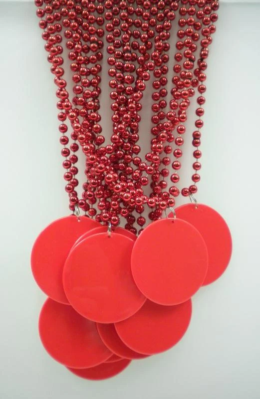 SBDOZEN 33" 7mm Metallic Red Bead Necklace With 2.5" Red Disc (Dozen) Beads 6 SBDOZEN 33" 7mm Metallic Red Bead Necklace With 2.5" Red Disc (Dozen) Beads