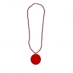 SBDOZEN 33" 7mm Metallic Red Bead Necklace With 2.5" Red Disc (Dozen) Beads