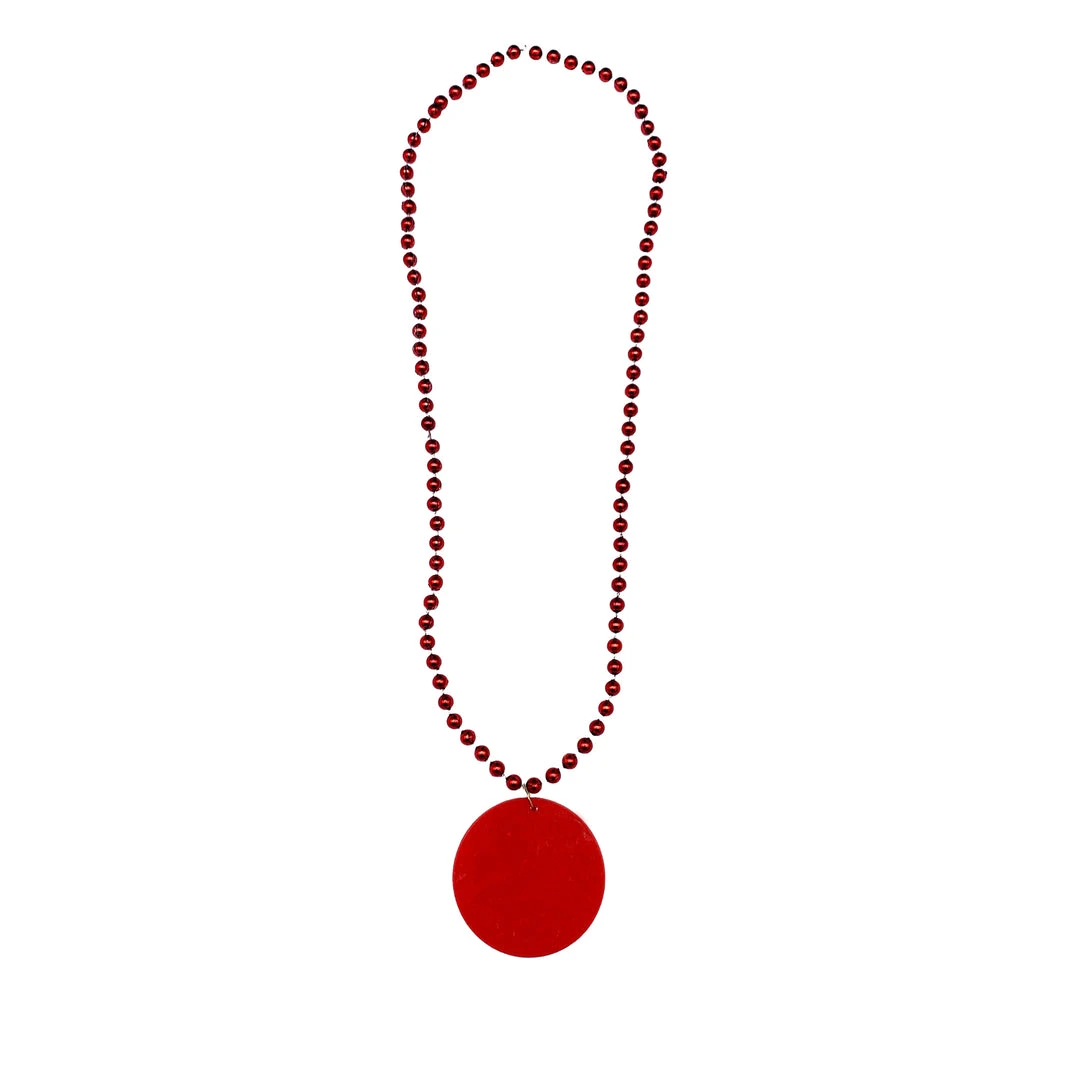 SBDOZEN 33" 7mm Metallic Red Bead Necklace With 2.5" Red Disc (Dozen) Beads 4 SBDOZEN 33" 7mm Metallic Red Bead Necklace With 2.5" Red Disc (Dozen) Beads