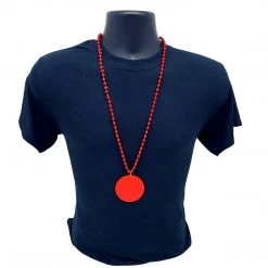 SBDOZEN 33" 7mm Metallic Red Bead Necklace With 2.5" Red Disc (Dozen) Beads 8 SBDOZEN 33