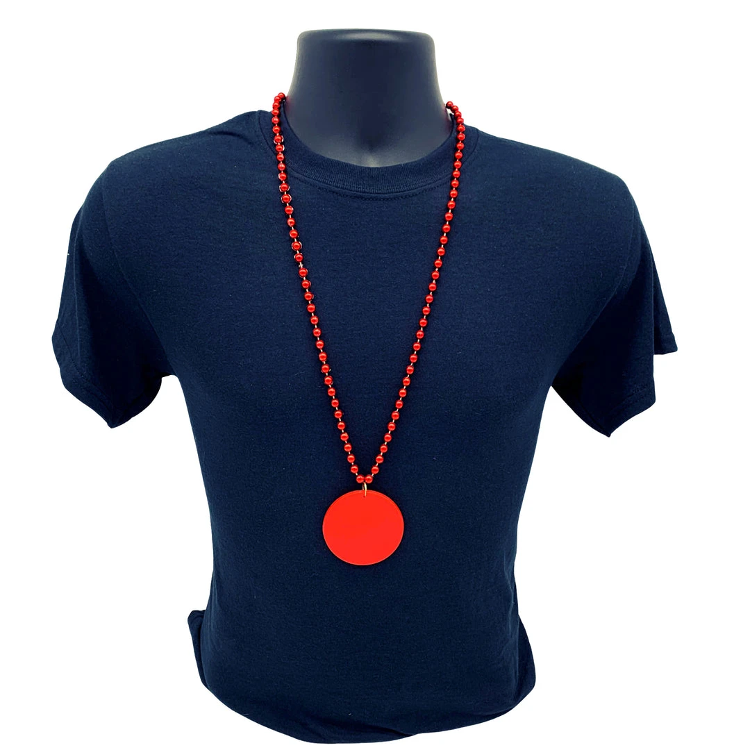 SBDOZEN 33" 7mm Metallic Red Bead Necklace With 2.5" Red Disc (Dozen) Beads 5 SBDOZEN 33" 7mm Metallic Red Bead Necklace With 2.5" Red Disc (Dozen) Beads