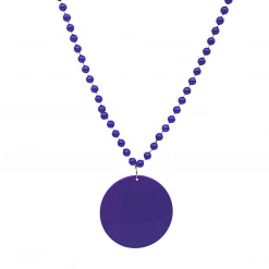 SBDOZEN Beads 33" 7mm Metallic Purple Bead Necklace With 2.5" Purple Disc (Dozen)