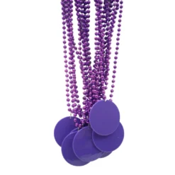 SBDOZEN Beads 33" 7mm Metallic Purple Bead Necklace With 2.5" Purple Disc (Dozen) 5 SBDOZEN Beads 33