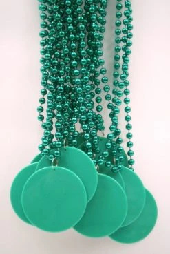 SBDOZEN Beads 33" 7mm Metallic Green Bead Necklace With 2.5" Green Disc (Dozen) 9 SBDOZEN Beads 33