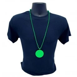 SBDOZEN Beads 33" 7mm Metallic Green Bead Necklace With 2.5" Green Disc (Dozen) 8 SBDOZEN Beads 33