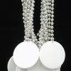 SBDOZEN Beads 33" 7mm Metallic Silver Bead Necklace With 2.5" White Disc (Dozen) 2 SBDOZEN Beads 33" 7mm Metallic Silver Bead Necklace With 2.5" White Disc (Dozen)