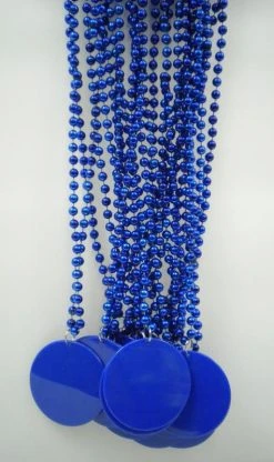 SBDOZEN 33" 7mm Metallic Blue Bead Necklace With 2.5" Blue Disc (Dozen) 9 SBDOZEN 33