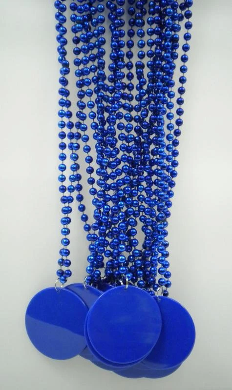 SBDOZEN 33" 7mm Metallic Blue Bead Necklace With 2.5" Blue Disc (Dozen) 6 SBDOZEN 33" 7mm Metallic Blue Bead Necklace With 2.5" Blue Disc (Dozen)