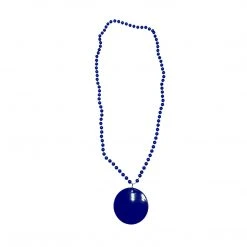 SBDOZEN 33" 7mm Metallic Blue Bead Necklace With 2.5" Blue Disc (Dozen)