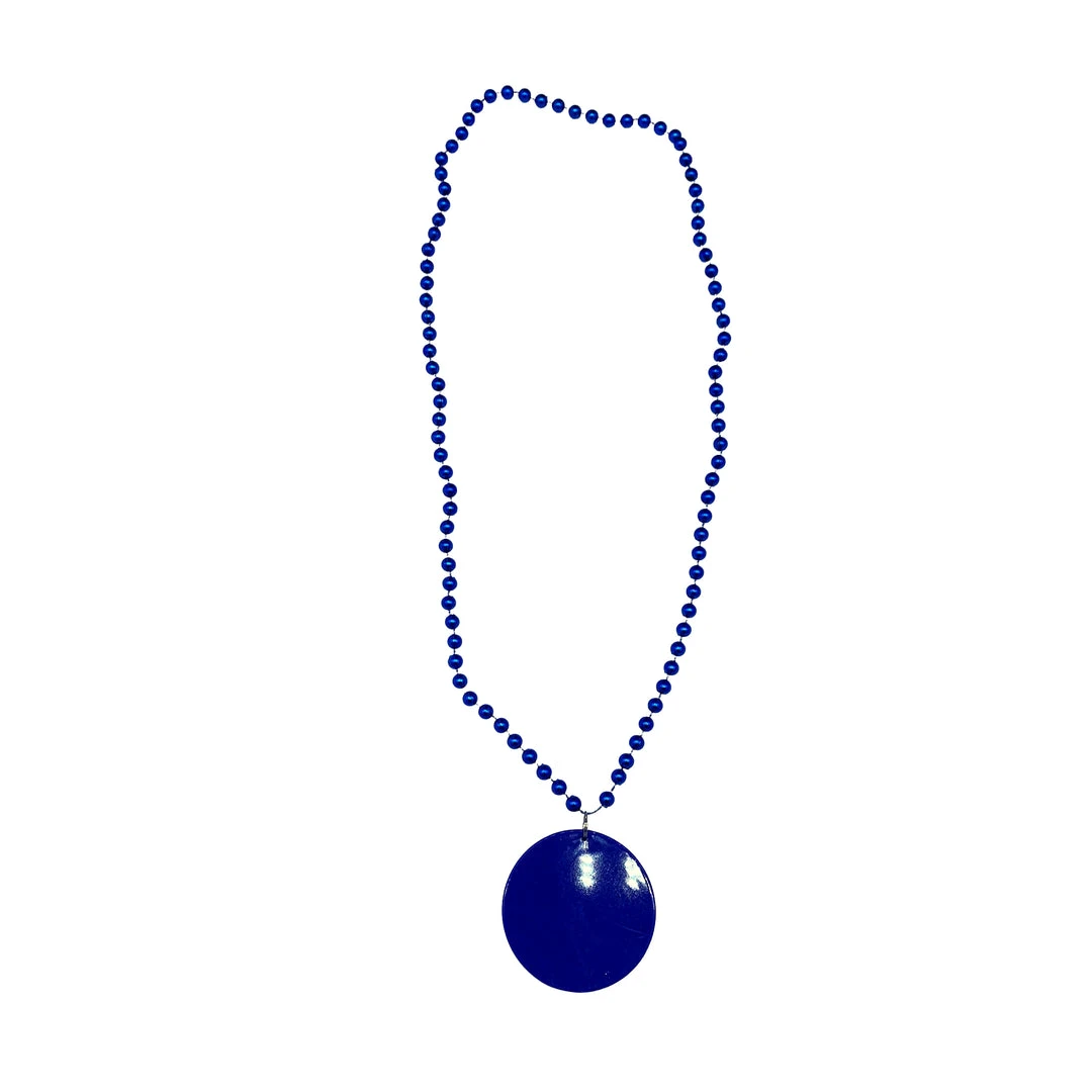 SBDOZEN 33" 7mm Metallic Blue Bead Necklace With 2.5" Blue Disc (Dozen) 4 SBDOZEN 33" 7mm Metallic Blue Bead Necklace With 2.5" Blue Disc (Dozen)