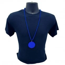 SBDOZEN 33" 7mm Metallic Blue Bead Necklace With 2.5" Blue Disc (Dozen) 8 SBDOZEN 33
