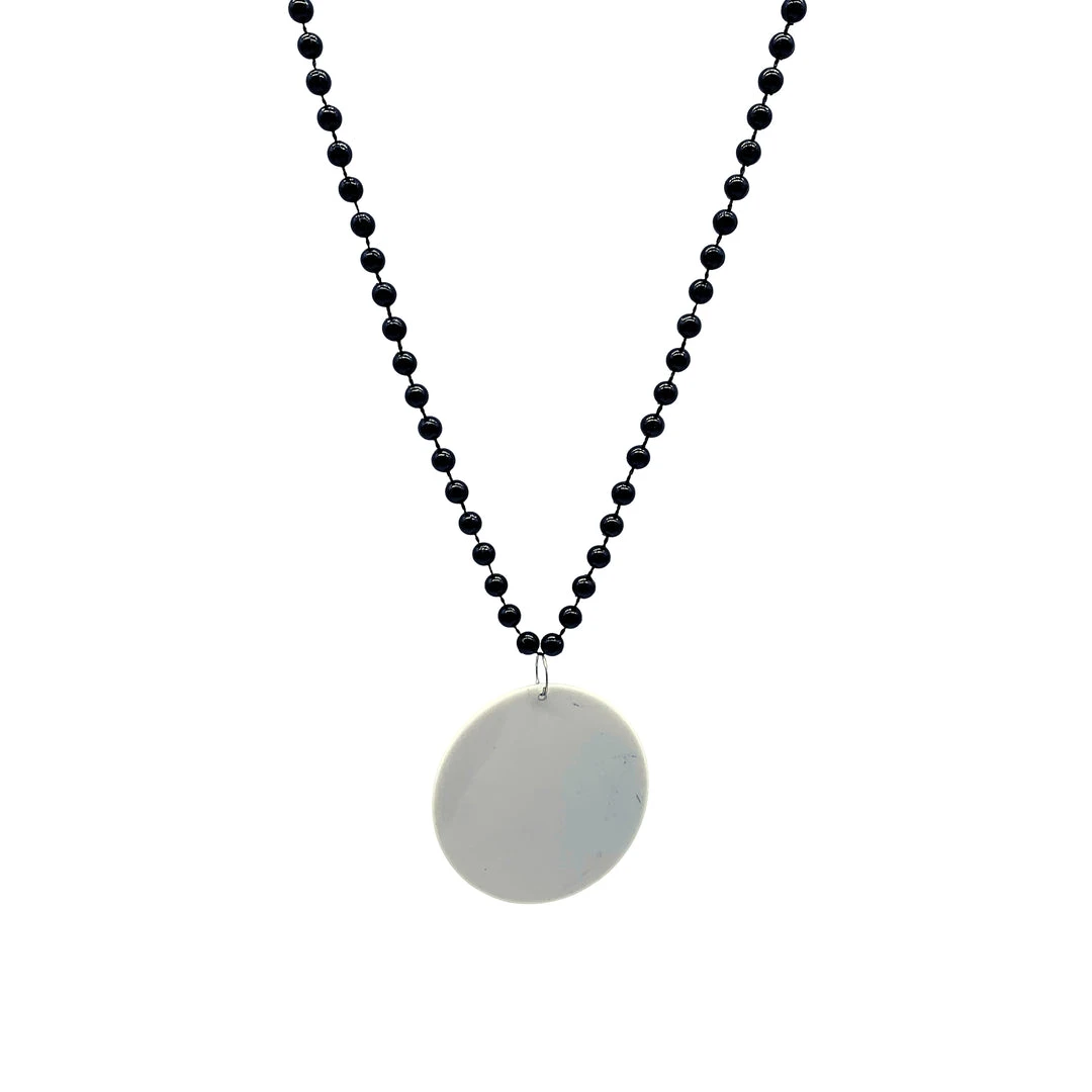 SBDOZEN 33" 7mm Black Bead Necklace With 2.5" White Disc (Dozen) Beads 3 SBDOZEN 33" 7mm Black Bead Necklace With 2.5" White Disc (Dozen) Beads