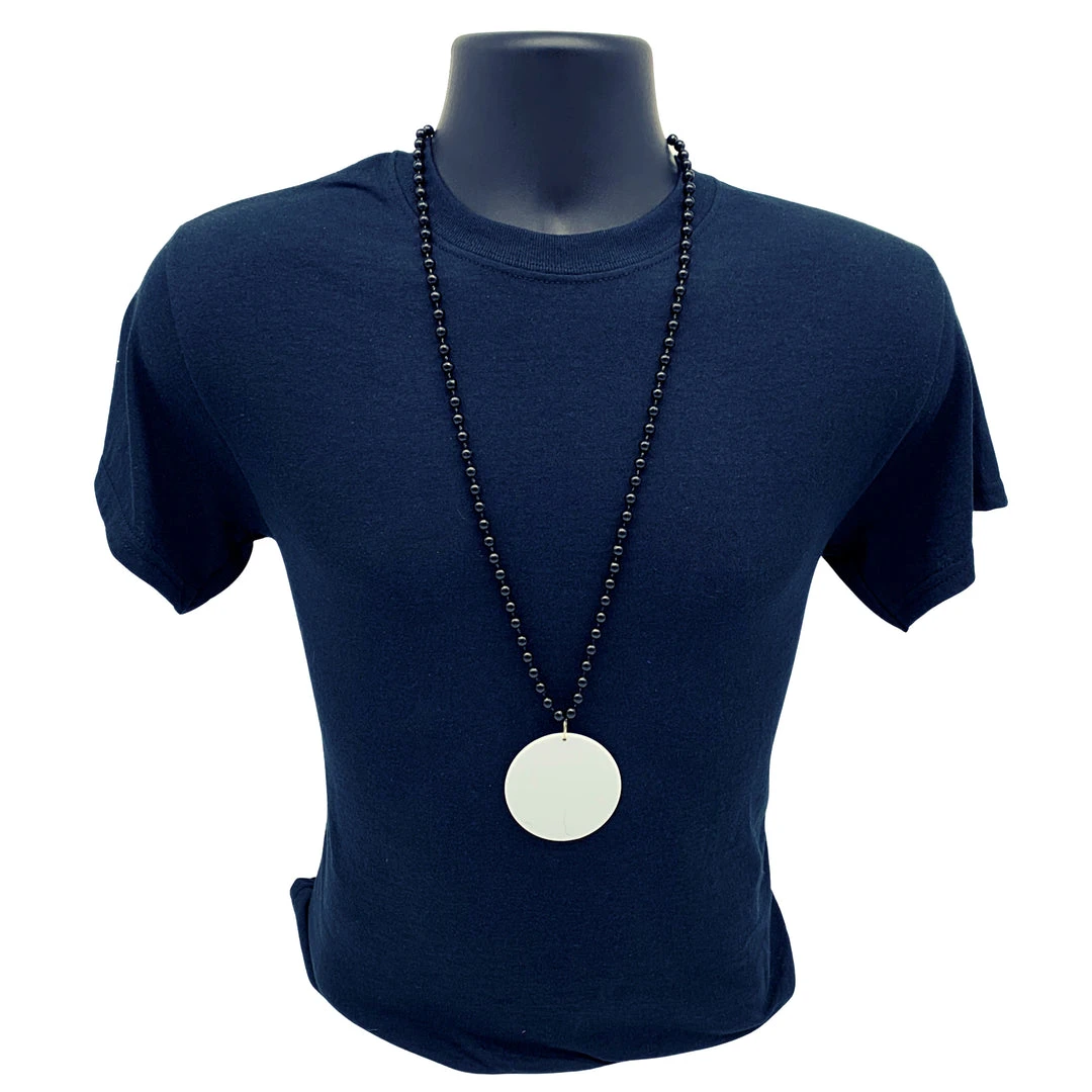 SBDOZEN 33" 7mm Black Bead Necklace With 2.5" White Disc (Dozen) Beads 5 SBDOZEN 33" 7mm Black Bead Necklace With 2.5" White Disc (Dozen) Beads