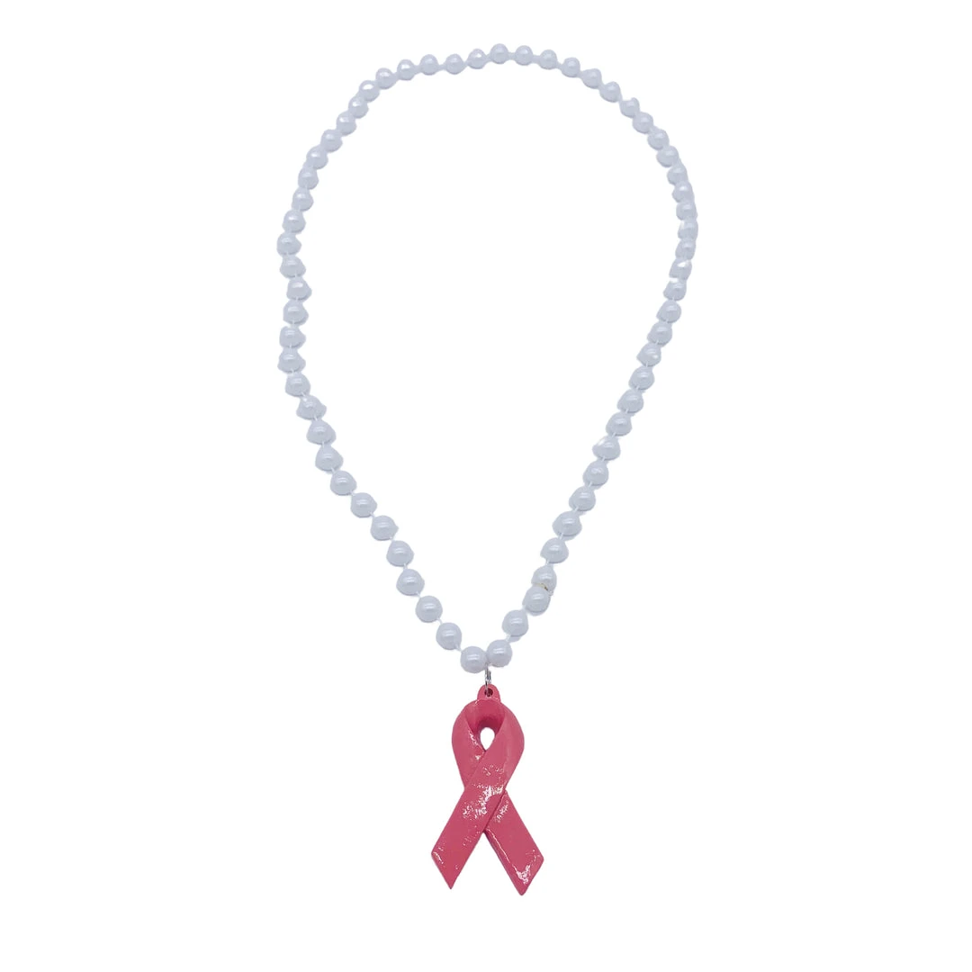 SBDOZEN 33" 10mm Pearl White MOT Bead With Pink Ribbon (Dozen) Beads SBDOZEN 33" 10mm Pearl White MOT Bead With Pink Ribbon (Dozen) Beads