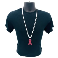 SBDOZEN 33" 10mm Pearl White MOT Bead With Pink Ribbon (Dozen) Beads 4 SBDOZEN 33