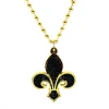 SBDOZEN 33" 10mm Black And Gold Fleur De Lis Necklace (Dozen) Beads