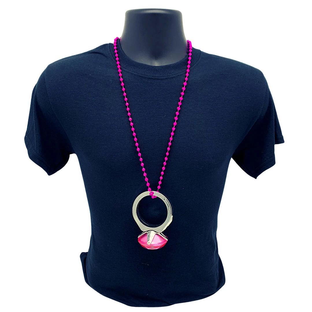 SBDOZEN 33" 7mm Hot Pink Jumbo Diamond Ring Necklace (Dozen) Beads 5 SBDOZEN 33" 7mm Hot Pink Jumbo Diamond Ring Necklace (Dozen) Beads