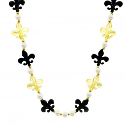 SBDOZEN 40" Black And Gold Fleur De Lis Necklace (Dozen) Beads