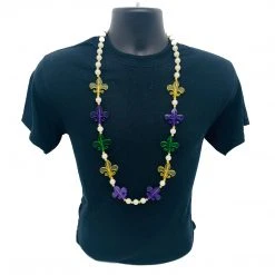 SBDOZEN 40" Purple, Green And Gold Fleur De Lis Necklace (Dozen) 7 SBDOZEN 40