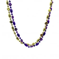 SBDOZEN 36" Purple/Gold Tiger Paw And Football Necklace (Dozen)