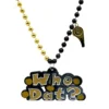SBDOZEN Beads 36" 10mm 4-Section Black And Gold Bead With Whistle And Who Dat Medallion (Dozen)