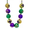 SBDOZEN Beads 48" 60mm Fleur De Lis Print Purple, Green And Gold Balls Necklace (Dozen) 1 SBDOZEN Beads 48" 60mm Fleur De Lis Print Purple, Green And Gold Balls Necklace (Dozen)