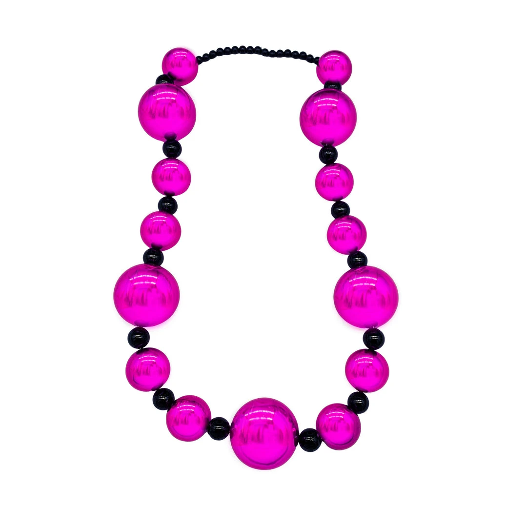 SBDOZEN 44" 20/40/60mm Balls Black And Hot Pink (Dozen) Beads 4 SBDOZEN 44" 20/40/60mm Balls Black And Hot Pink (Dozen) Beads