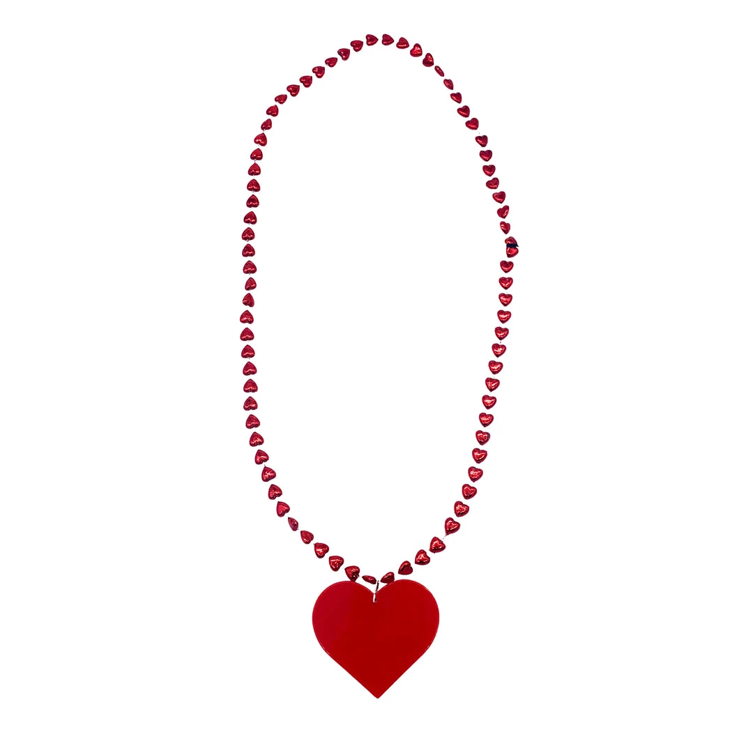 SBDOZEN 33" 8 X 9mm Metallic Red Heart Bead With Plastic Heart Medallion (Dozen) 4 SBDOZEN 33" 8 X 9mm Metallic Red Heart Bead With Plastic Heart Medallion (Dozen)
