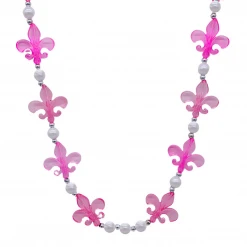 SBDOZEN 40" Acrylic Light Pink And Hot Pink Fleur De Lis Beads Necklace (Dozen)