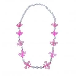 SBDOZEN 40" Acrylic Light Pink And Hot Pink Fleur De Lis Beads Necklace (Dozen)