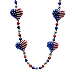 SBDOZEN 40" U.S. Flag Heart Necklace (Dozen)
