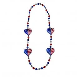 SBDOZEN 40" U.S. Flag Heart Necklace (Dozen)