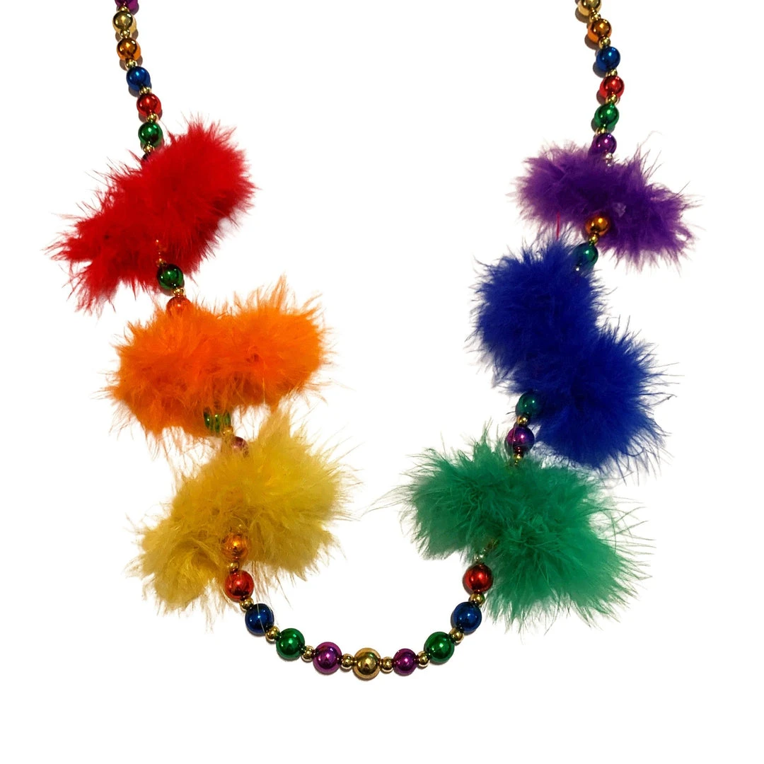 SBDOZEN Beads 48" 12mm Multicolor Metallic Necklace With Multicolor Feather Inserts (Dozen) SBDOZEN Beads 48" 12mm Multicolor Metallic Necklace With Multicolor Feather Inserts (Dozen)