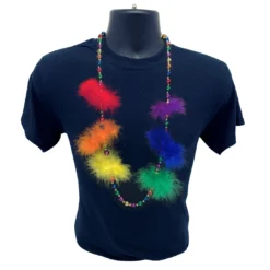 SBDOZEN Beads 48" 12mm Multicolor Metallic Necklace With Multicolor Feather Inserts (Dozen) 4 SBDOZEN Beads 48