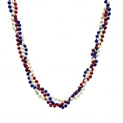 Sale Beads 42" 6mm Red, Blue And Pearl White Braided Bead (Dozen)