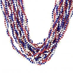 Sale Beads 42" 6mm Red, Blue And Pearl White Braided Bead (Dozen)