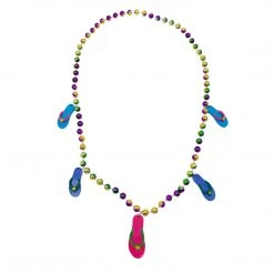 SBDOZEN 42" 12mm Flip Flops On Purple, Green And Gold Dyed Beads Necklace (Dozen)