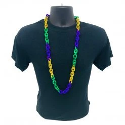 SB13175 40" Purple, Green And Gold Chain Metallic Mardi Gras Beads (Each) 7 SB13175 40