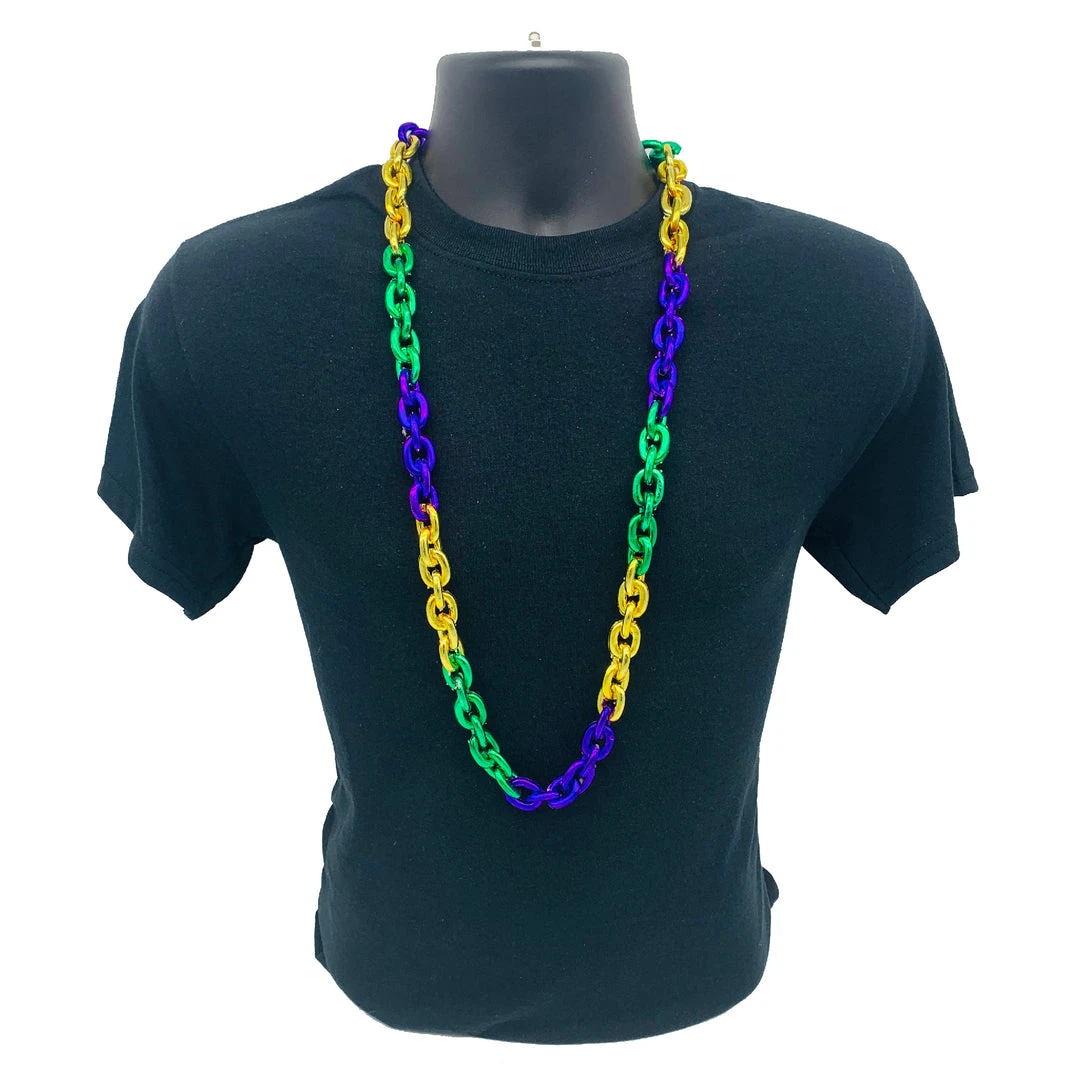 SB13175 40" Purple, Green And Gold Chain Metallic Mardi Gras Beads (Each) 5 SB13175 40" Purple, Green And Gold Chain Metallic Mardi Gras Beads (Each)