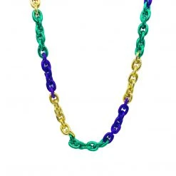 SBDOZEN 40" Purple, Green And Gold Chain Metallic Mardi Gras Beads (Dozen)