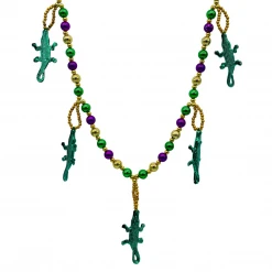 SB19125 Purple, Green And Gold Necklace With 5 Alligators (Each)
