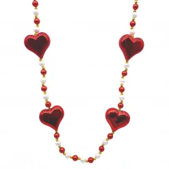 SB23375 Beads Red Heart With Pearl Necklace (Each)
