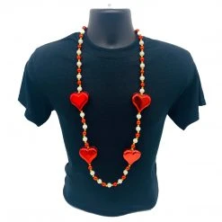 SB23375 Beads Red Heart With Pearl Necklace (Each)
