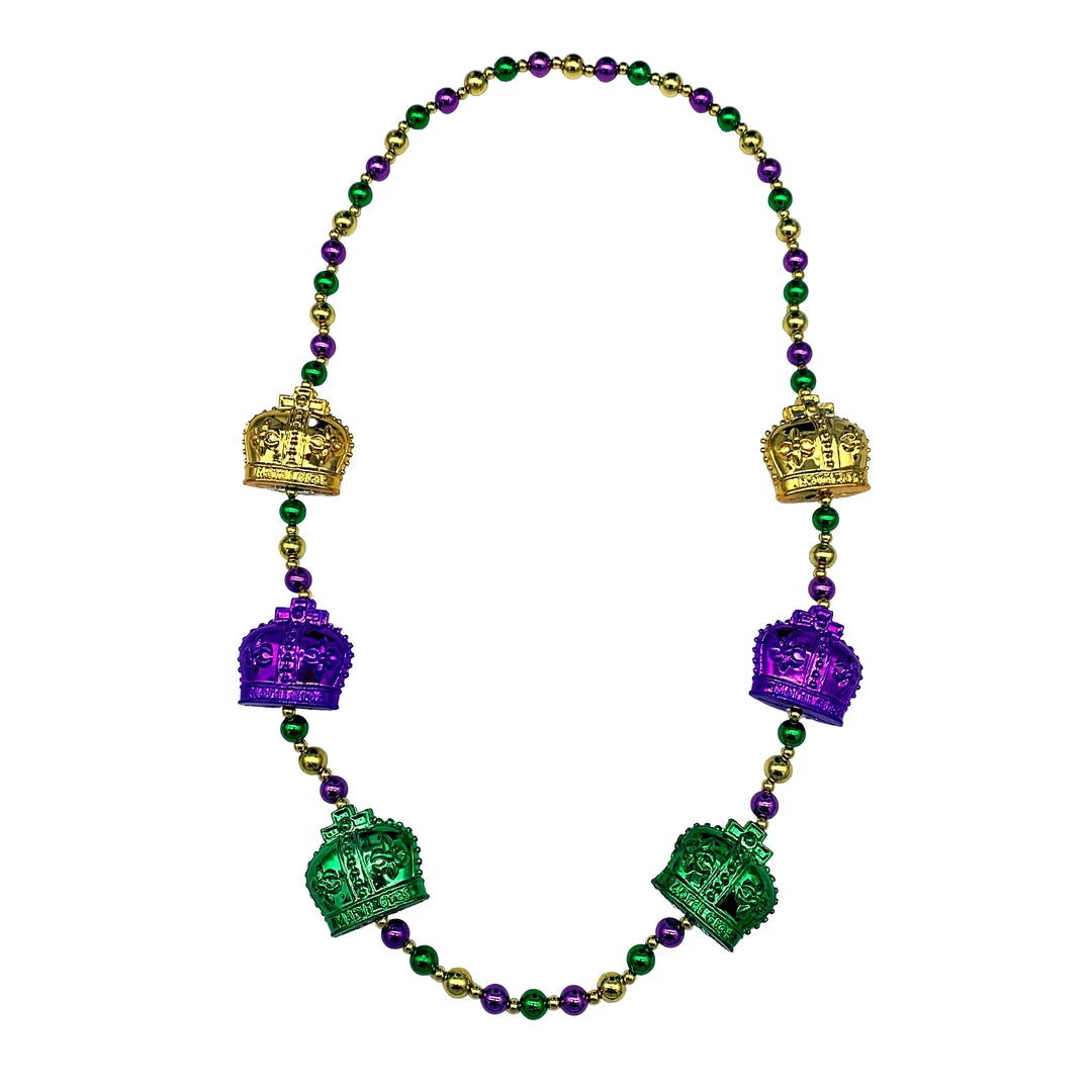 SB25791 Purple, Green And Gold Necklace With Crowns (Each) 4 SB25791 Purple, Green And Gold Necklace With Crowns (Each)