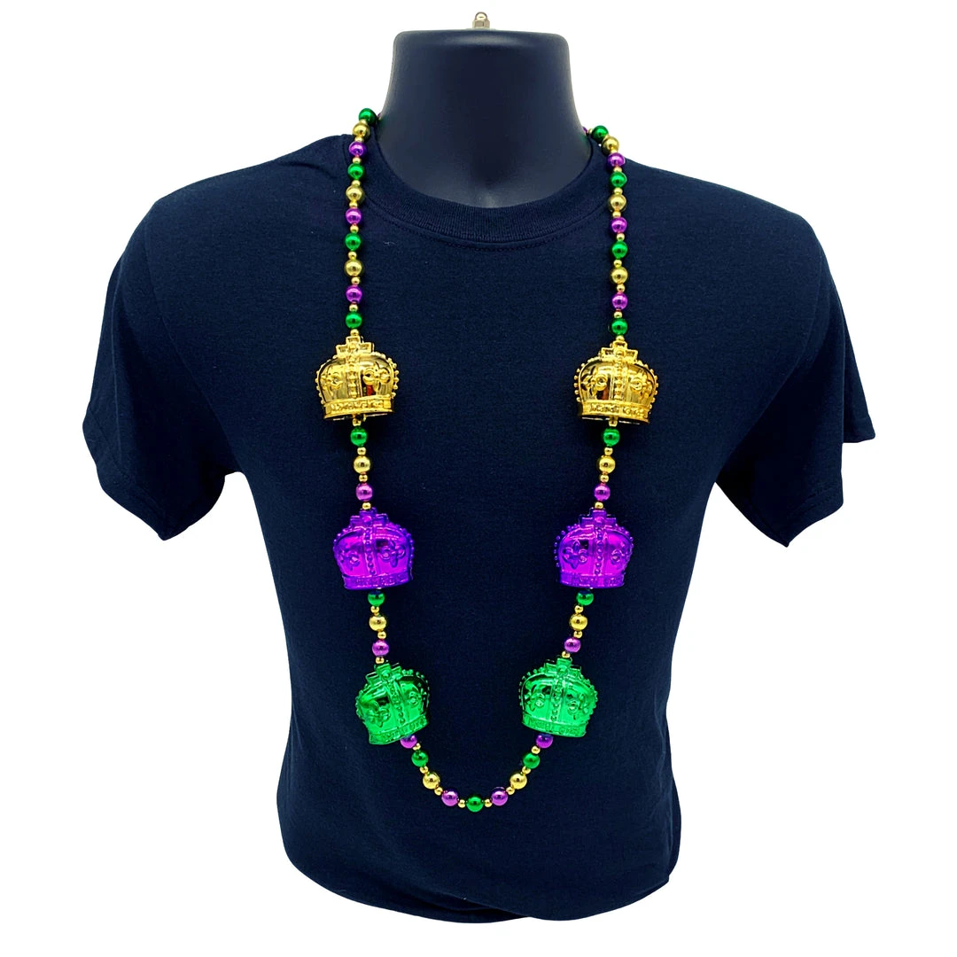 SB25791 Purple, Green And Gold Necklace With Crowns (Each) 5 SB25791 Purple, Green And Gold Necklace With Crowns (Each)
