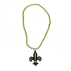 SB12750 Black And Gold Fleur De Lis On Gold Necklace (Each)
