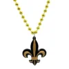 SB12750 Black And Gold Fleur De Lis On Gold Necklace (Each)
