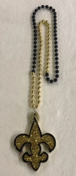 SBDOZEN Black And Gold Fleur De Lis On Black And Gold Necklace (Dozen) Beads
