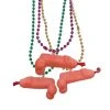 SB21250 36" 10mm Glow In The Dark Penis On Assorted Purple, Green And Gold Necklace (Each) Beads