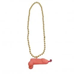 SB21250 36" 10mm Glow In The Dark Penis On Assorted Purple, Green And Gold Necklace (Each) Beads